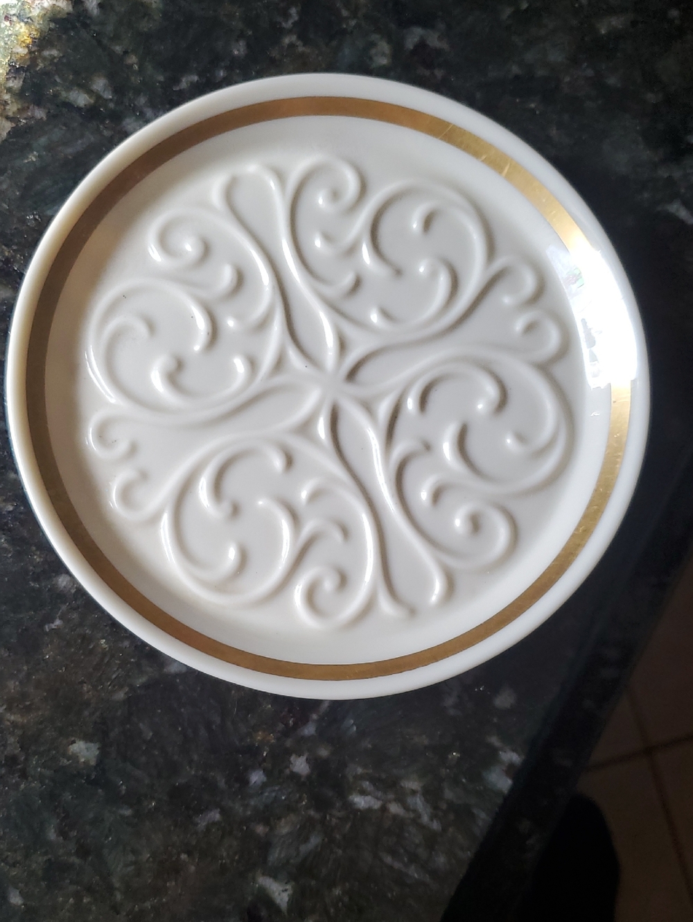 Lenox White Porcelain Plate with Gold Emblem